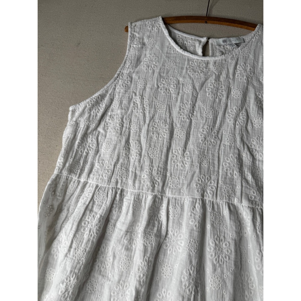 Fever White 100% Cotton Eyelet Floral Sleeveless Midi Dress Plus Size 2X